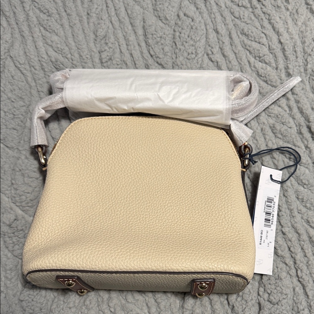 Dooney & Bourke Bone Pebbled Leather Zip Crossbody with Gold Hardware - Picture 3 of 6